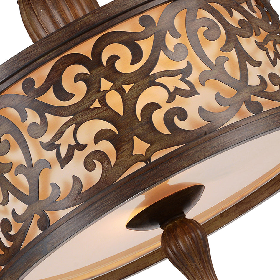Nicole 3 Light 14in Brushed Chocolate Drum Shade Flush Mount by CWI
