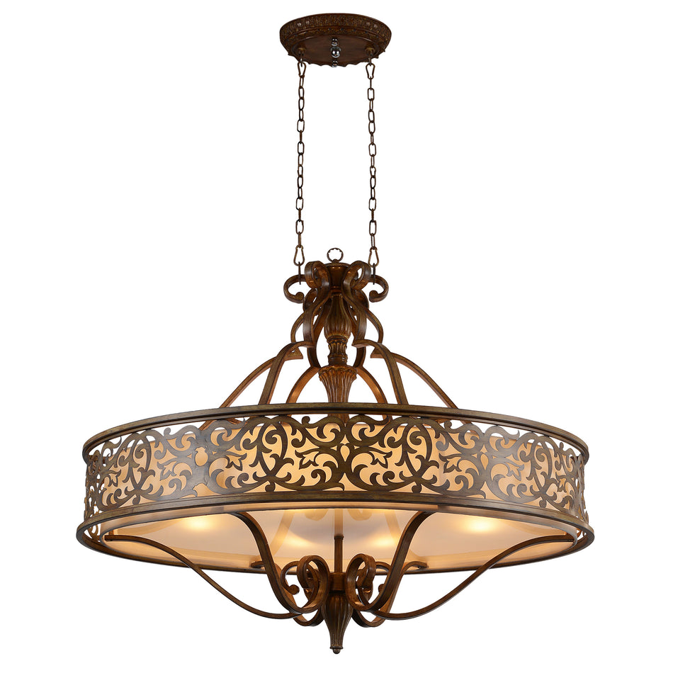 Nicole 6 Light 39in Brushed Chocolate Drum Shade Chandelier