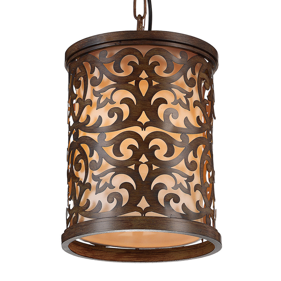 Nicole 1 Light 9in Brushed Chocolate Drum Shade Mini Pendant by CWI