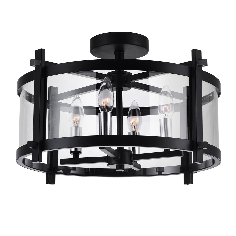 Miette 4 Light 18in Black Cage Flush Mount