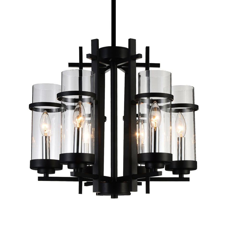 Sierra 6 Light 18in Black Chandelier by CWI