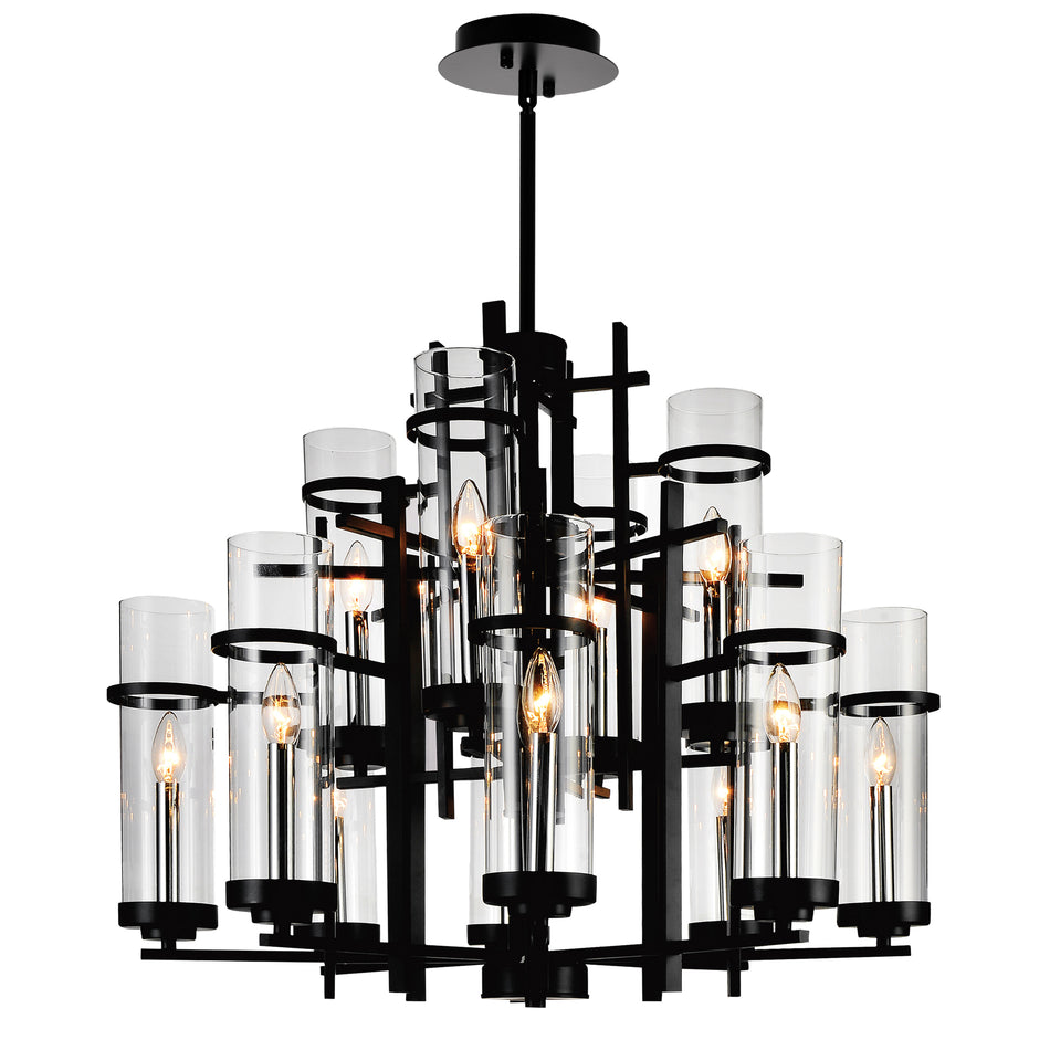 Sierra 12 Light 30in Black Chandelier