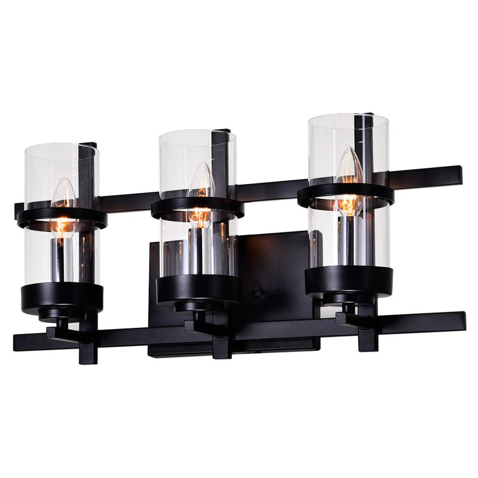 Sierra 3 Light 21in Black Wall Sconce