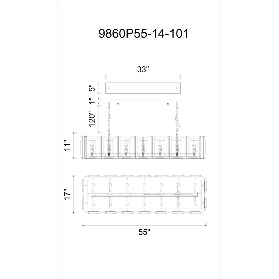 Jacquet 14 Light Chandelier With Black Finish by CWI