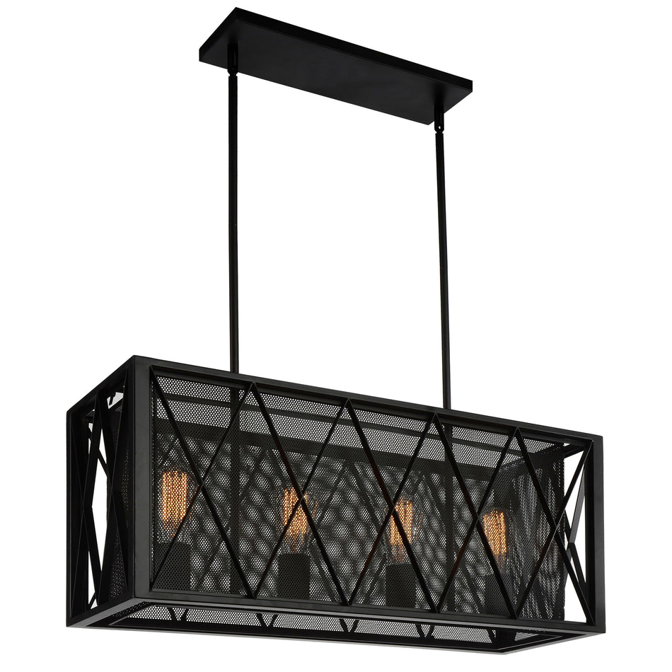 Tapedia 4 Light Up Chandelier With Black Finish