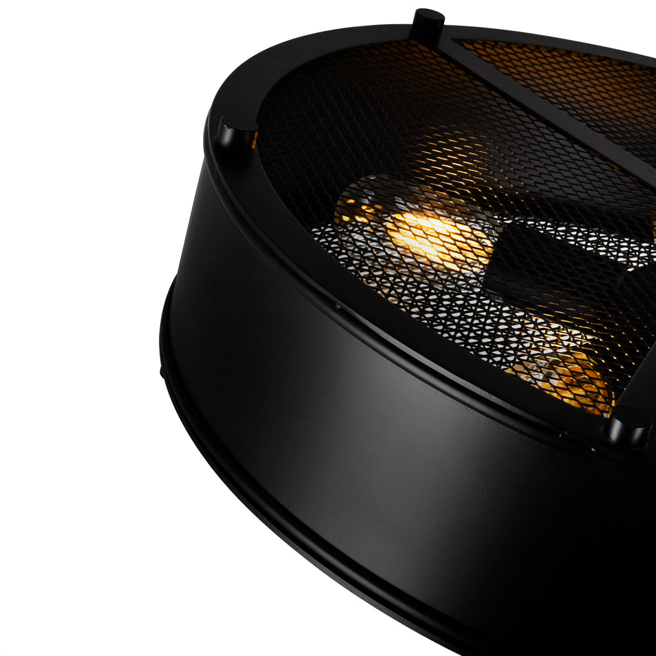 Tigris 3 Light 16in Black Drum Shade Flush Mount by CWI