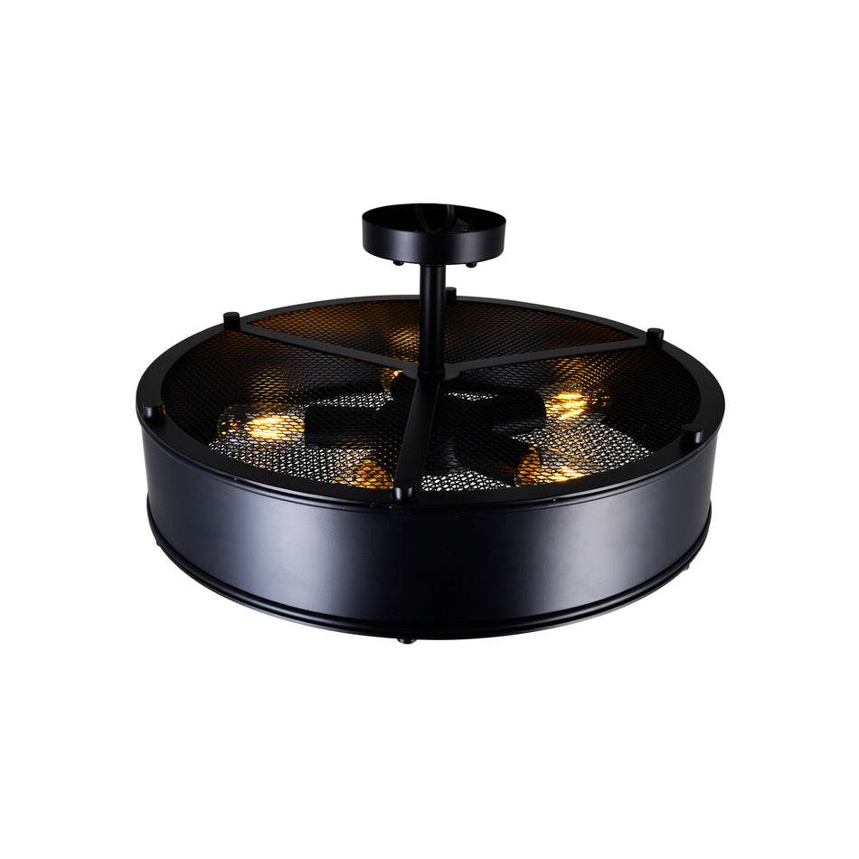 Tigris 5 Light 20in Black Drum Shade Flush Mount by CWI