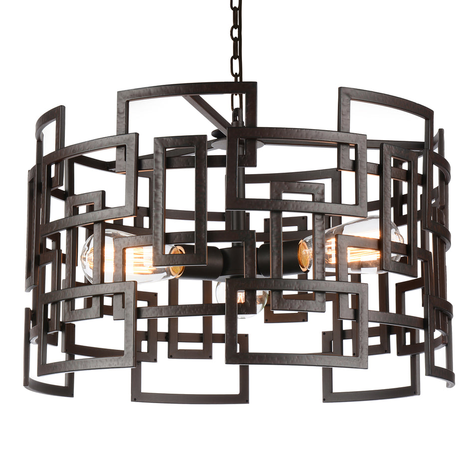 Litani 3 Light Down Chandelier With Brown Finish by CWI