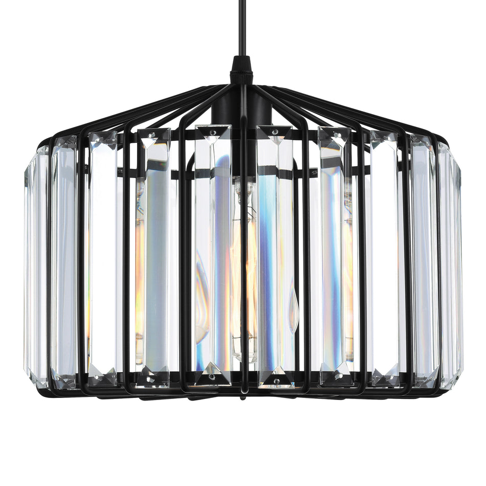 Alethia 1 Light Black Drum Shade Pendant by CWI