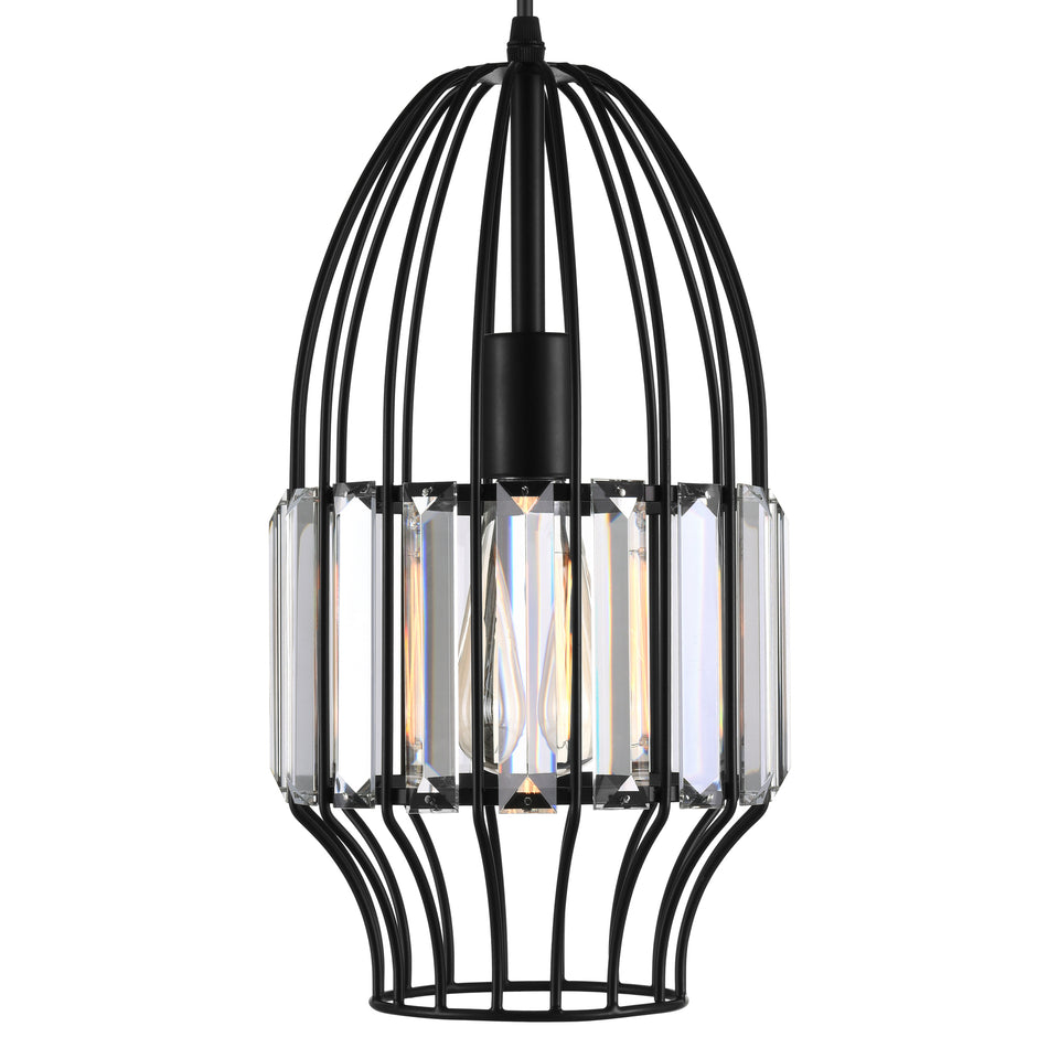 Alethia 1 Light Down Mini Pendant With Black Finish by CWI