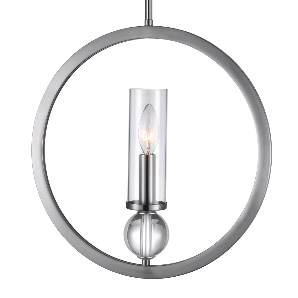 Elton 1 Light Pendant With Satin Nickel Finish by CWI
