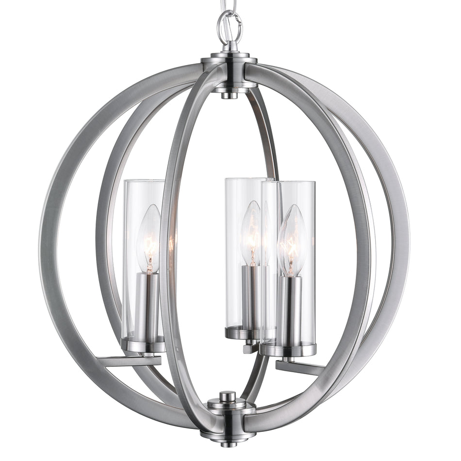 Elton 3 Light Chandelier With Satin Nickel Finish by CWI