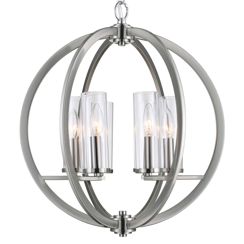 Elton 6 Light Chandelier With Satin Nickel Finish by CWI