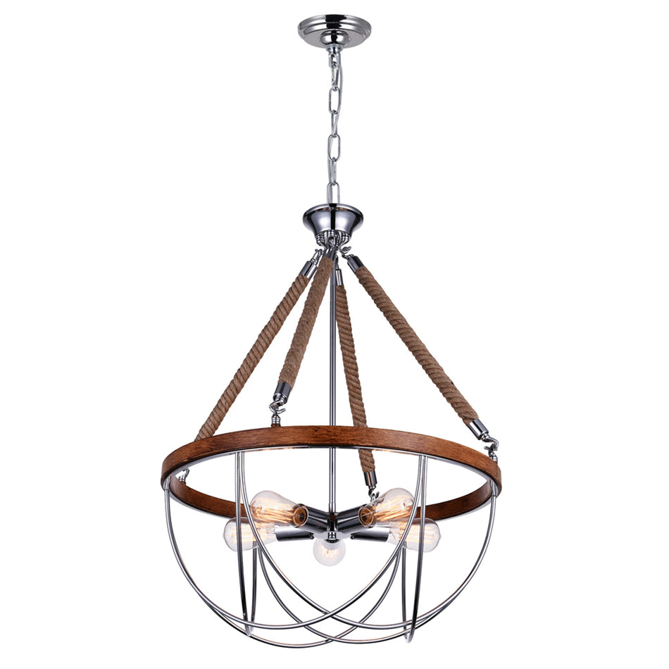 Parana 5 Light Down Chandelier With Chrome Finish