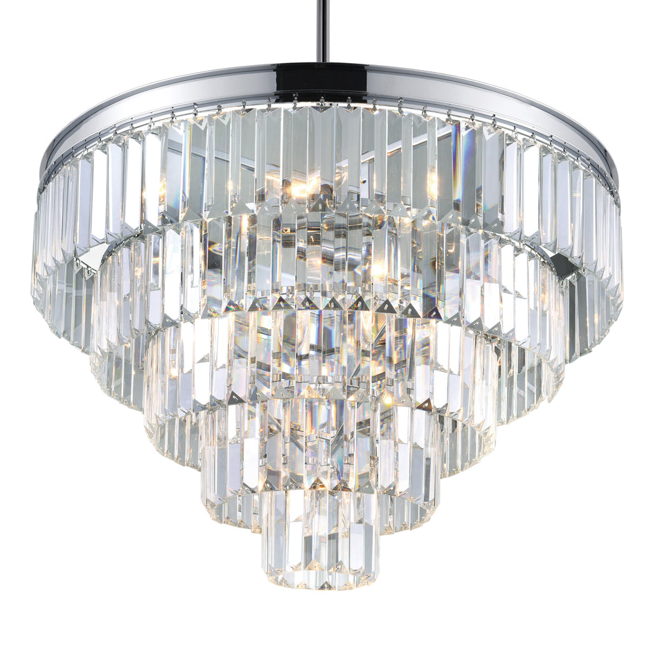 Weiss 12 Light Chrome Down Chandelier by CWI