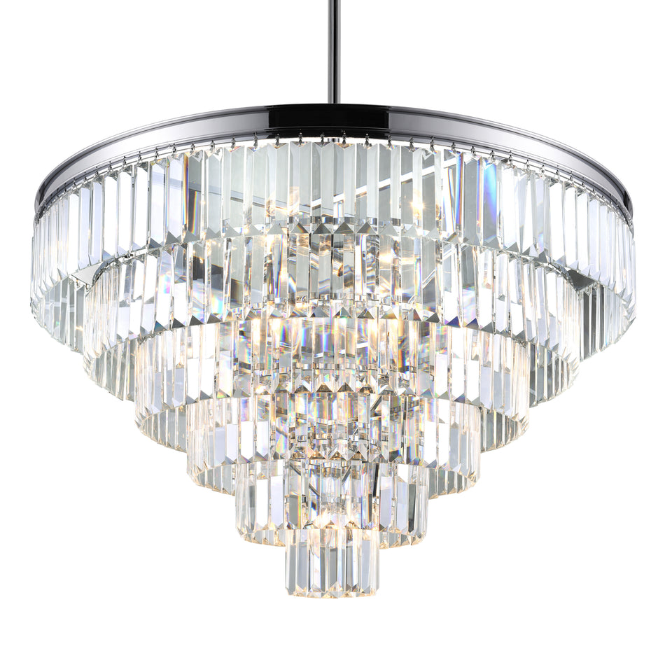 Weiss 15 Light Chrome Down Chandelier by CWI