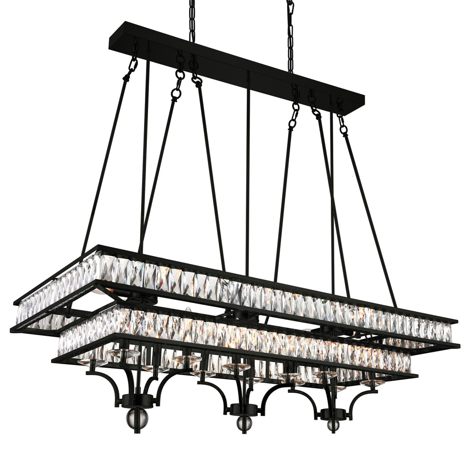 Shalia 20 Light Island Chandelier With Black Finish by CWI