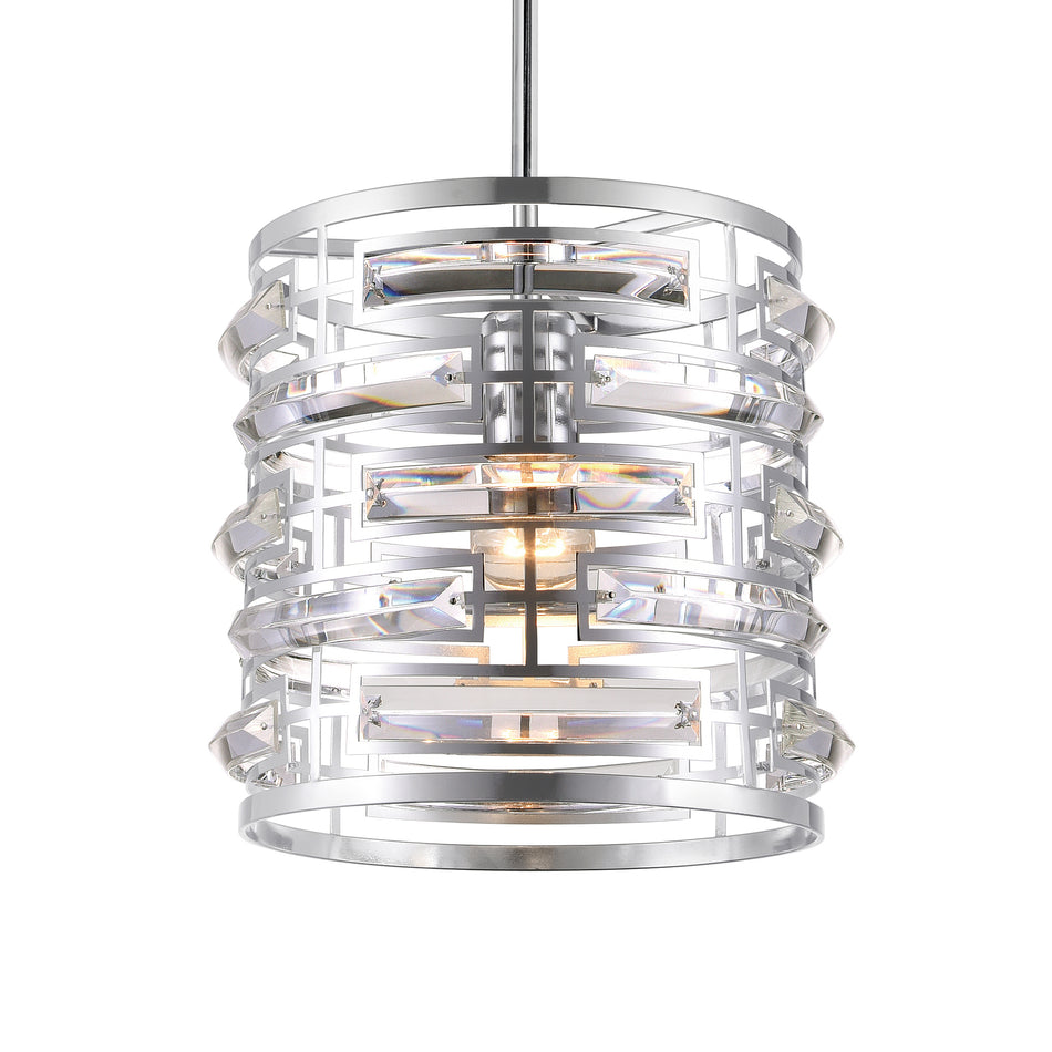 Petia 1 Light Drum Shade Mini Chandelier With Chrome Finish by CWI