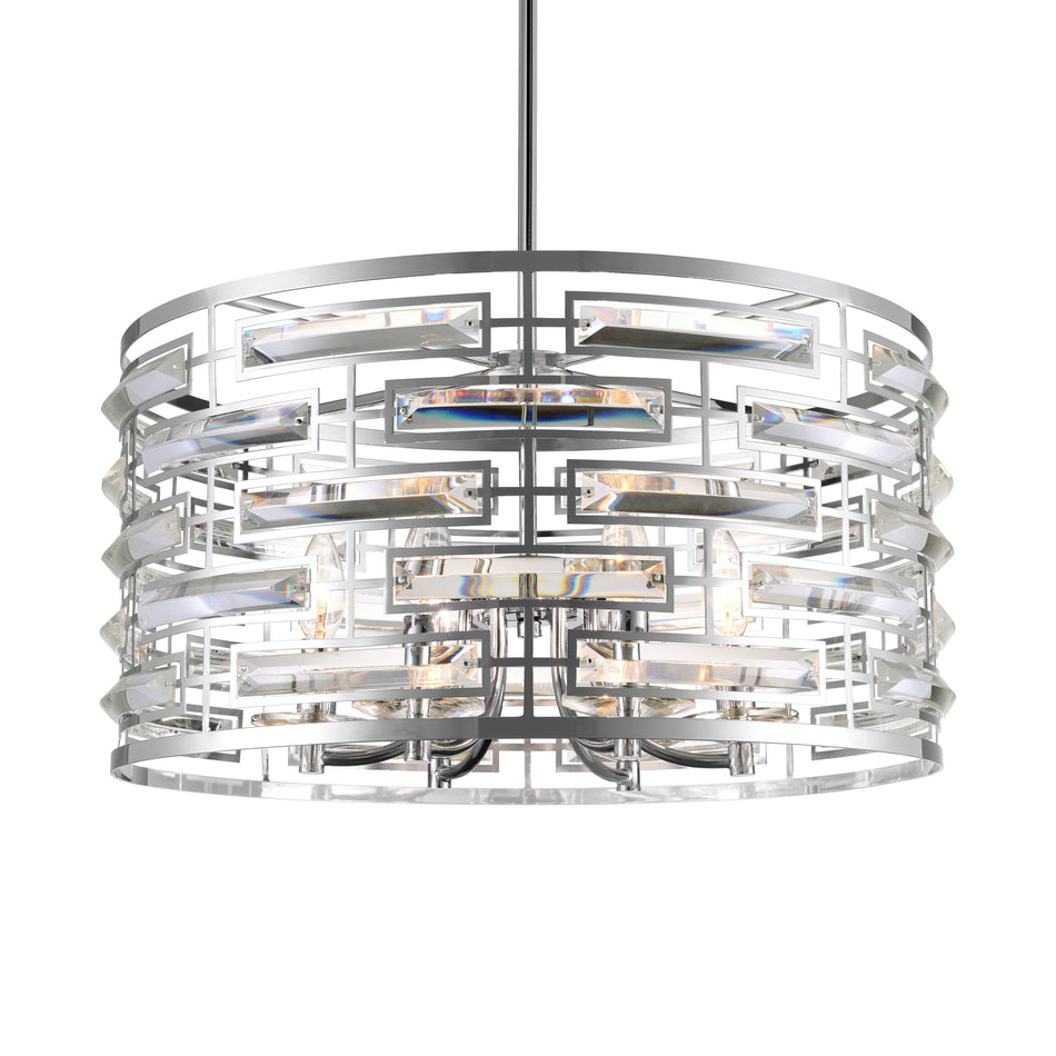 Petia 6 Light Drum Shade Chandelier With Chrome Finish by CWI