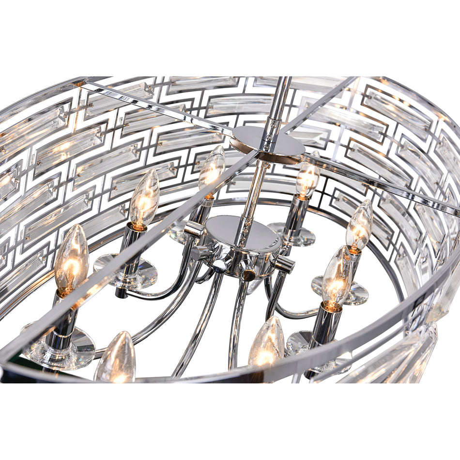 Petia 8 Light Drum Shade Island Light With Chrome Finish by CWI