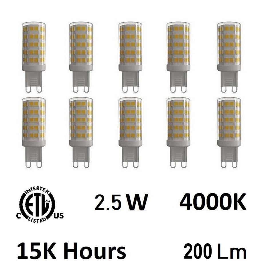 2.5 Watt G9 LED Bulb 4000K (Set of 10) by CWI