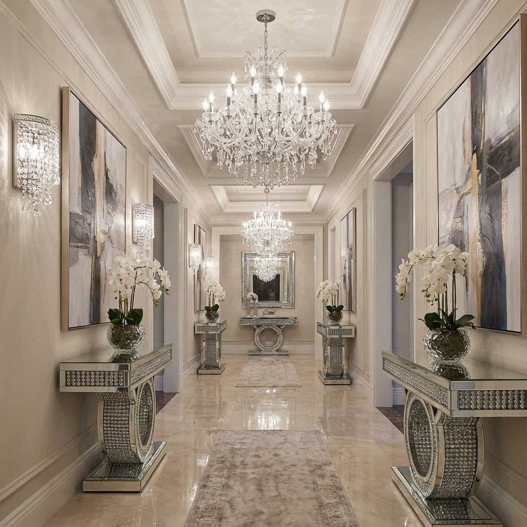 Maria Theresa 25 Light 36in Chrome Up Chandelier with Crystals