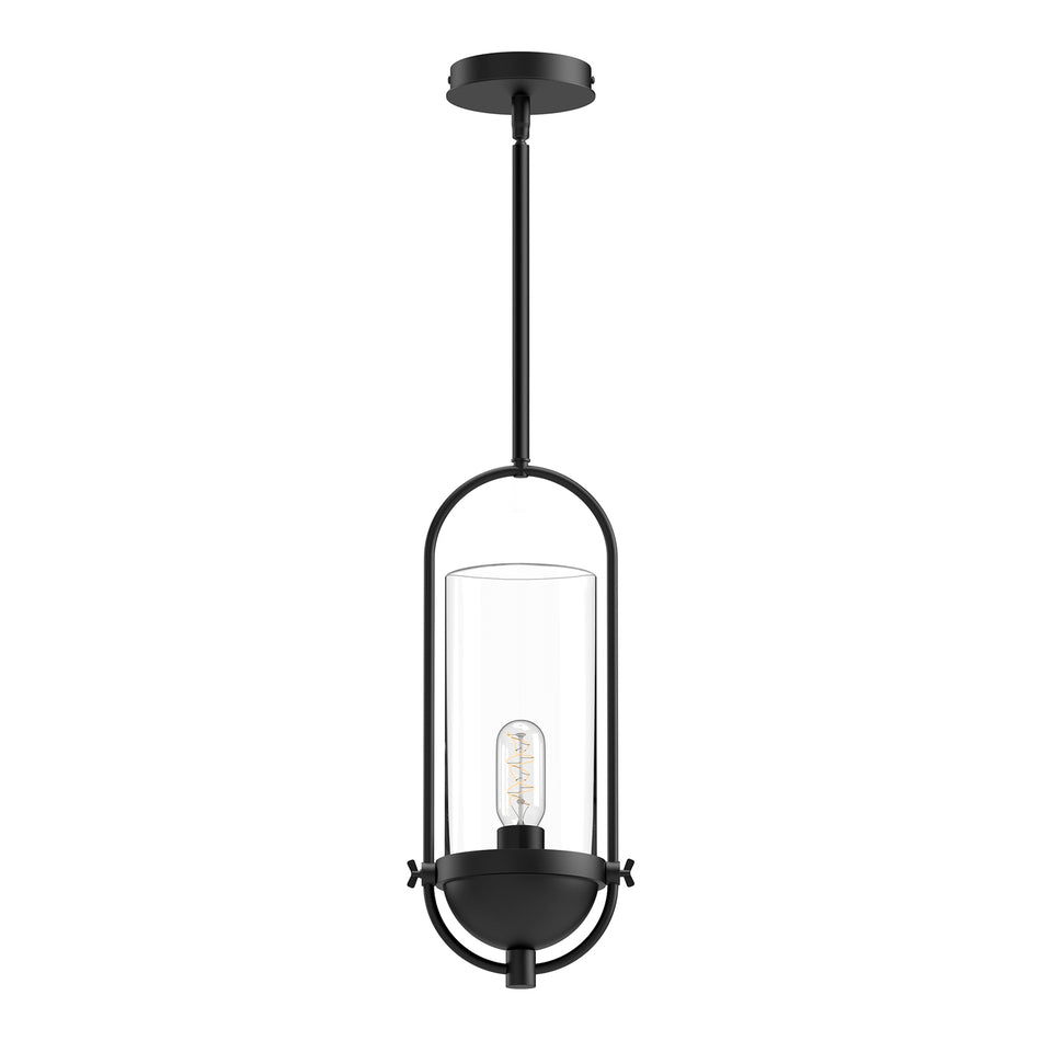 Cyrus 8-in Clear Glass/Matte Black 1 Light Pendant
