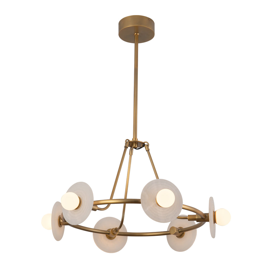 Dahlia 28-in Vintage Brass dimmable LED Chandelier