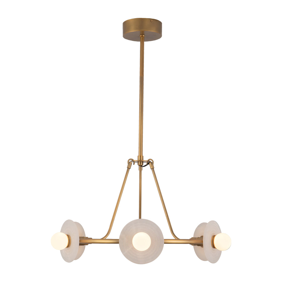 Dahlia 28-in Vintage Brass dimmable LED Chandelier