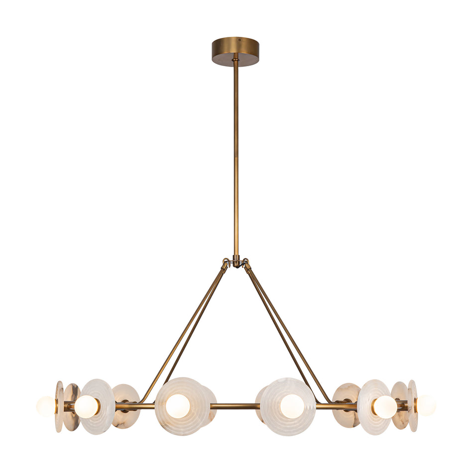 Dahlia 46-in Vintage Brass/Alabaster LED Chandeliers by ALORA