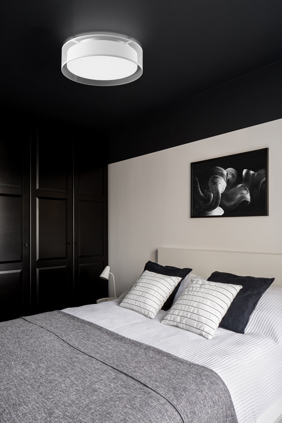 Dalton 16-in White Organza LED Flush Mount by KUZCO