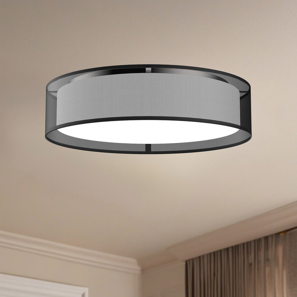Dalton 20-in Black Organza LED Flush Mount by KUZCO