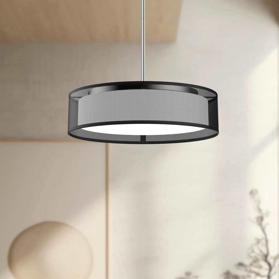 Dalton 16-in Black Organza LED Pendant by KUZCO