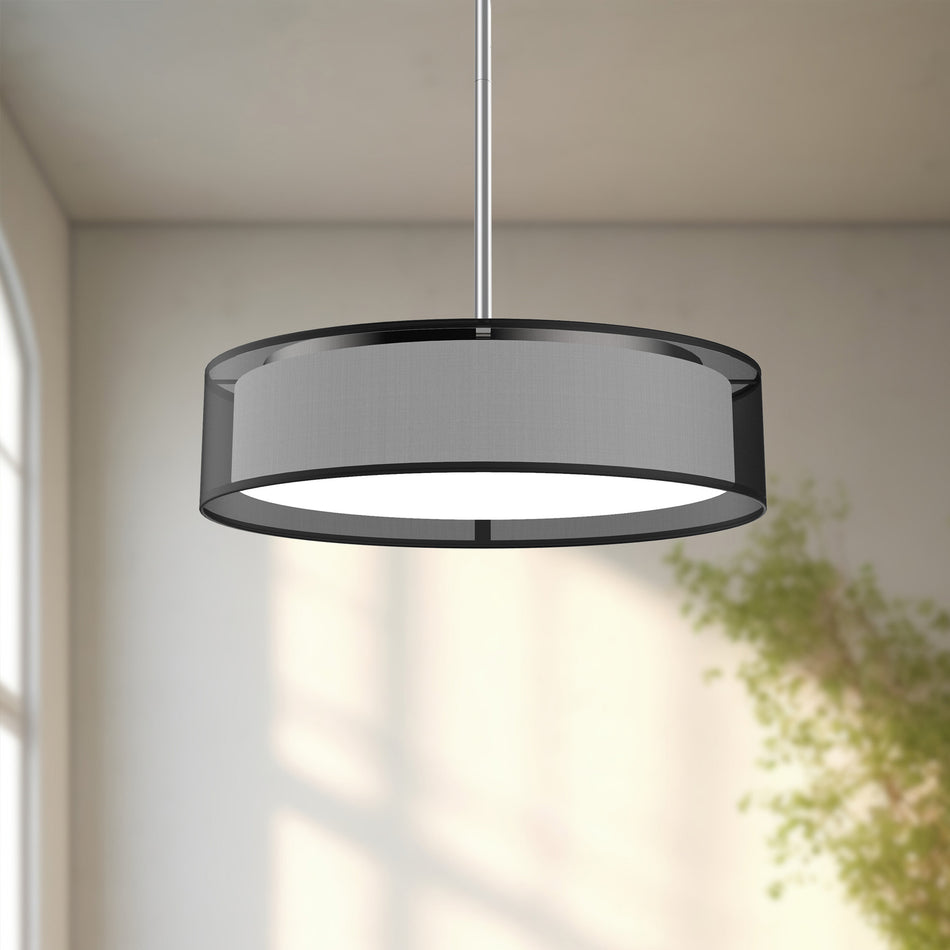 Dalton 20-in Black Organza LED Pendant by KUZCO