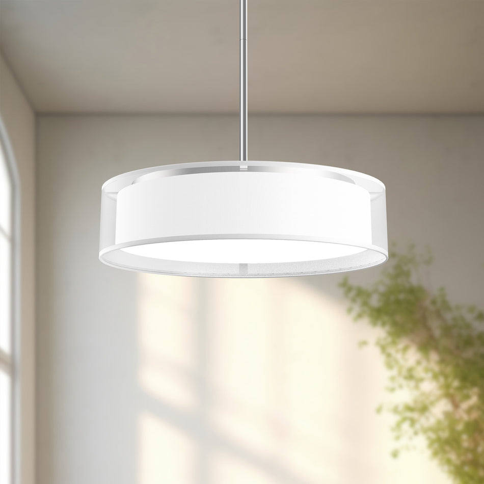 Dalton 20-in White Organza LED Pendant by KUZCO