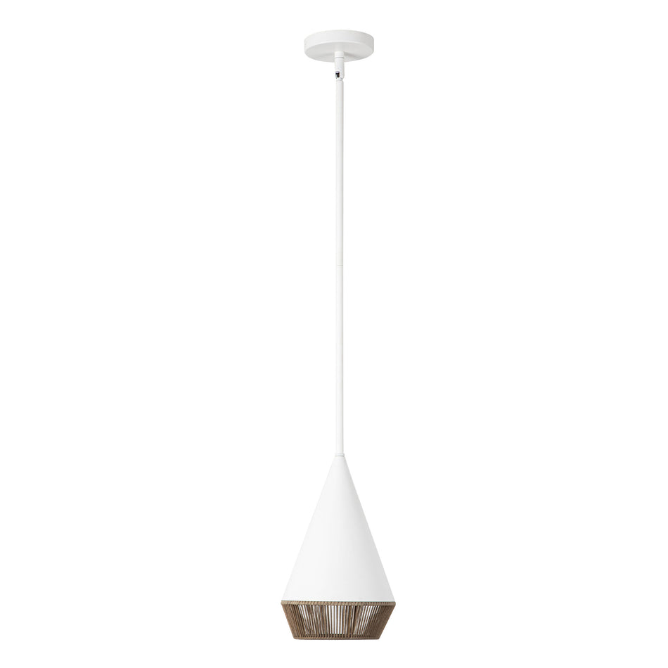 Daphne 7-in White/Brown Cotton Rope 1 Light Pendant by ALORA MOOD