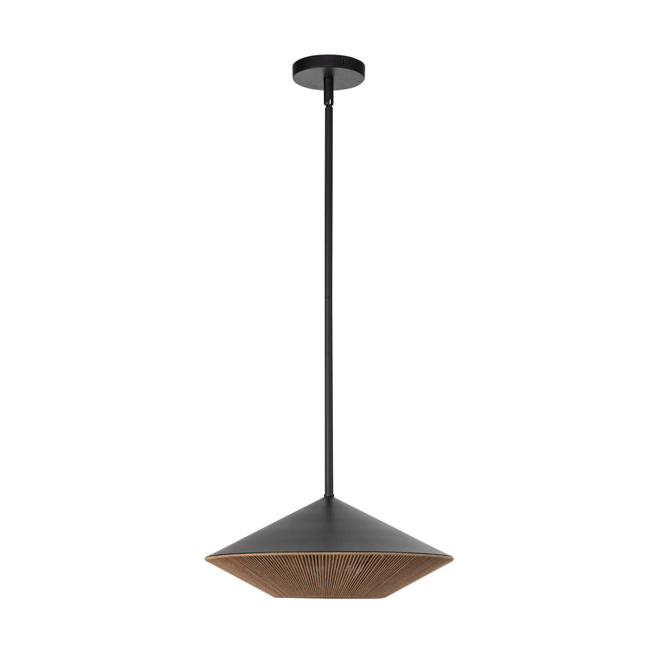 Daphne 15-in Matte Black/Brown Cotton Rope 1 Light Pendant by ALORA MOOD