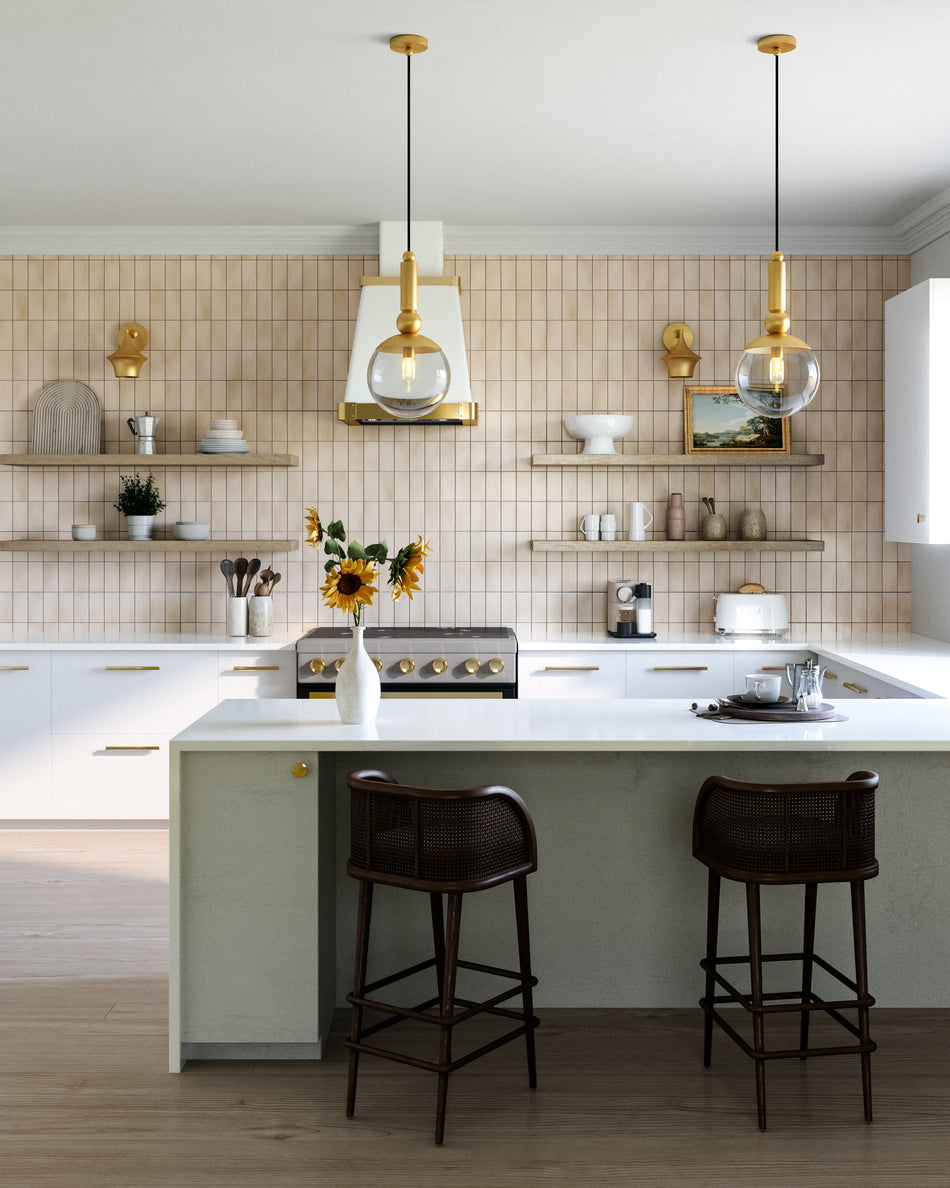 Delilah 10-in Brushed Gold/Clear Glass 1 Light Pendant by ALORA MOOD