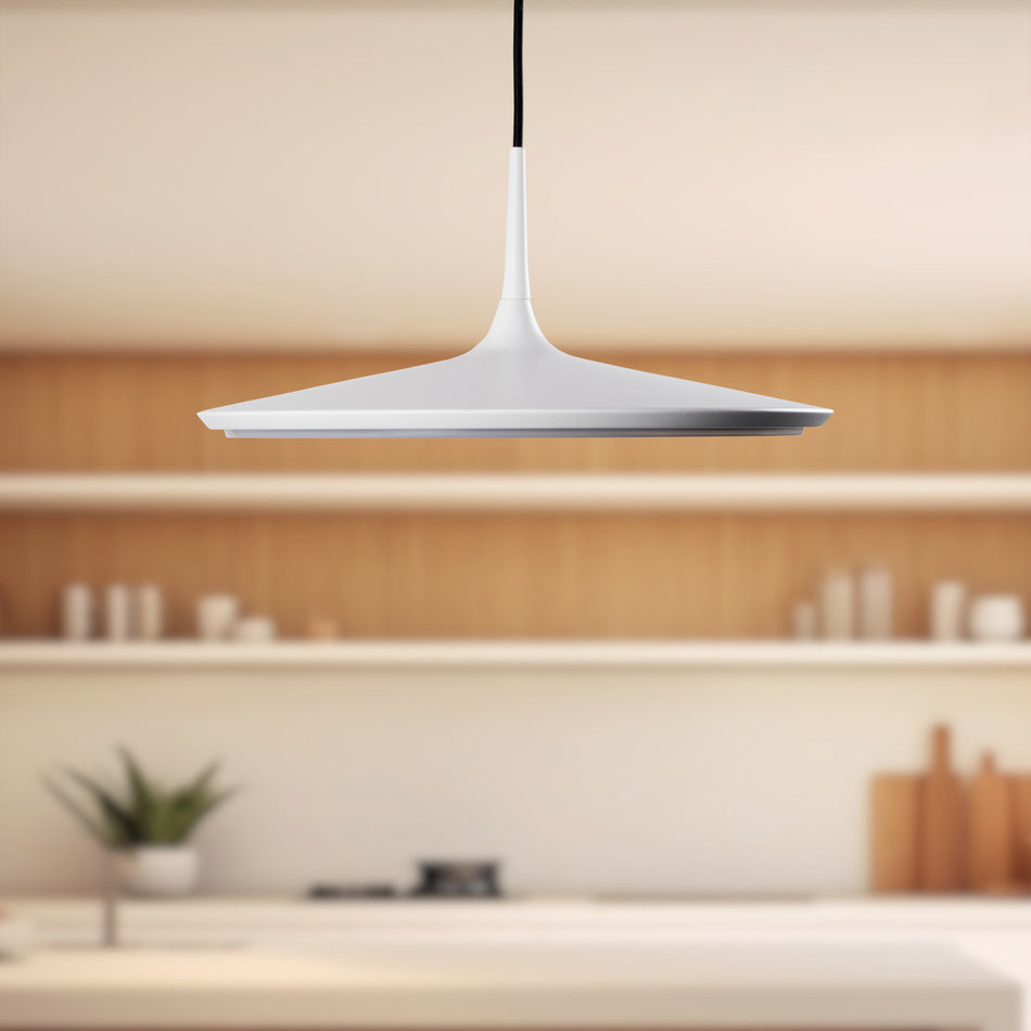 Disc 16-in White LED Pendant by KUZCO