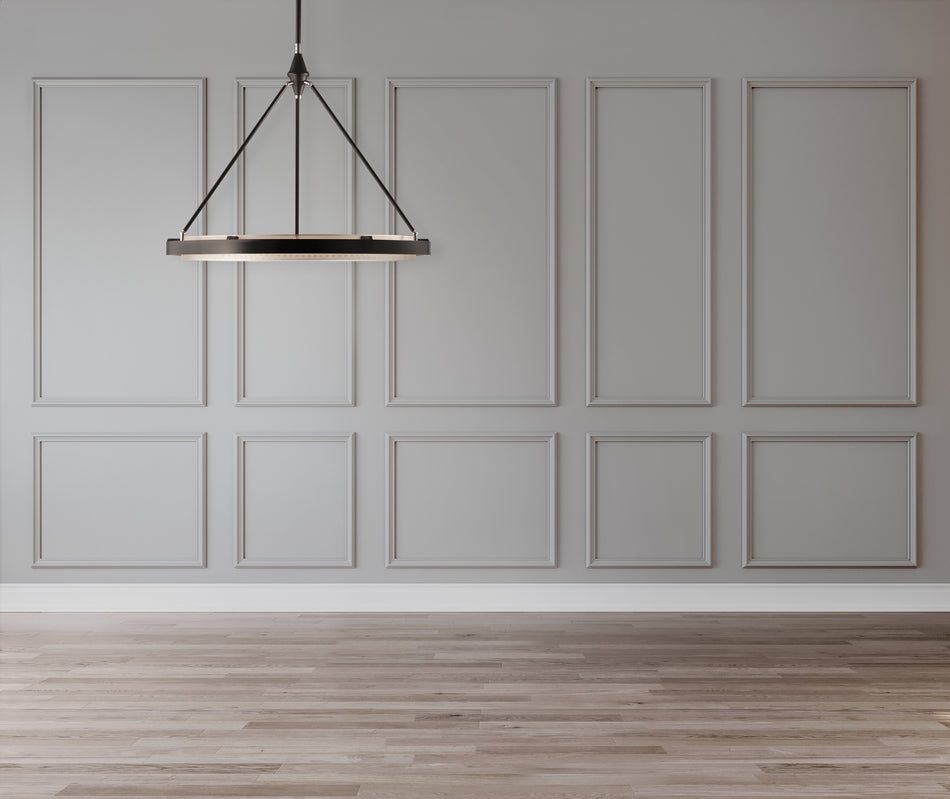 Duo 24-in Classic Black/Silver Shimmer LED Pendant by ALORA