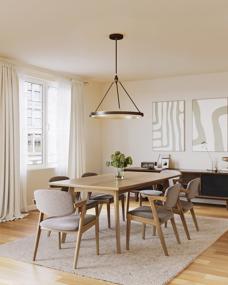 Duo 32-in Classic Black/Gold Shimmer LED Pendant by ALORA