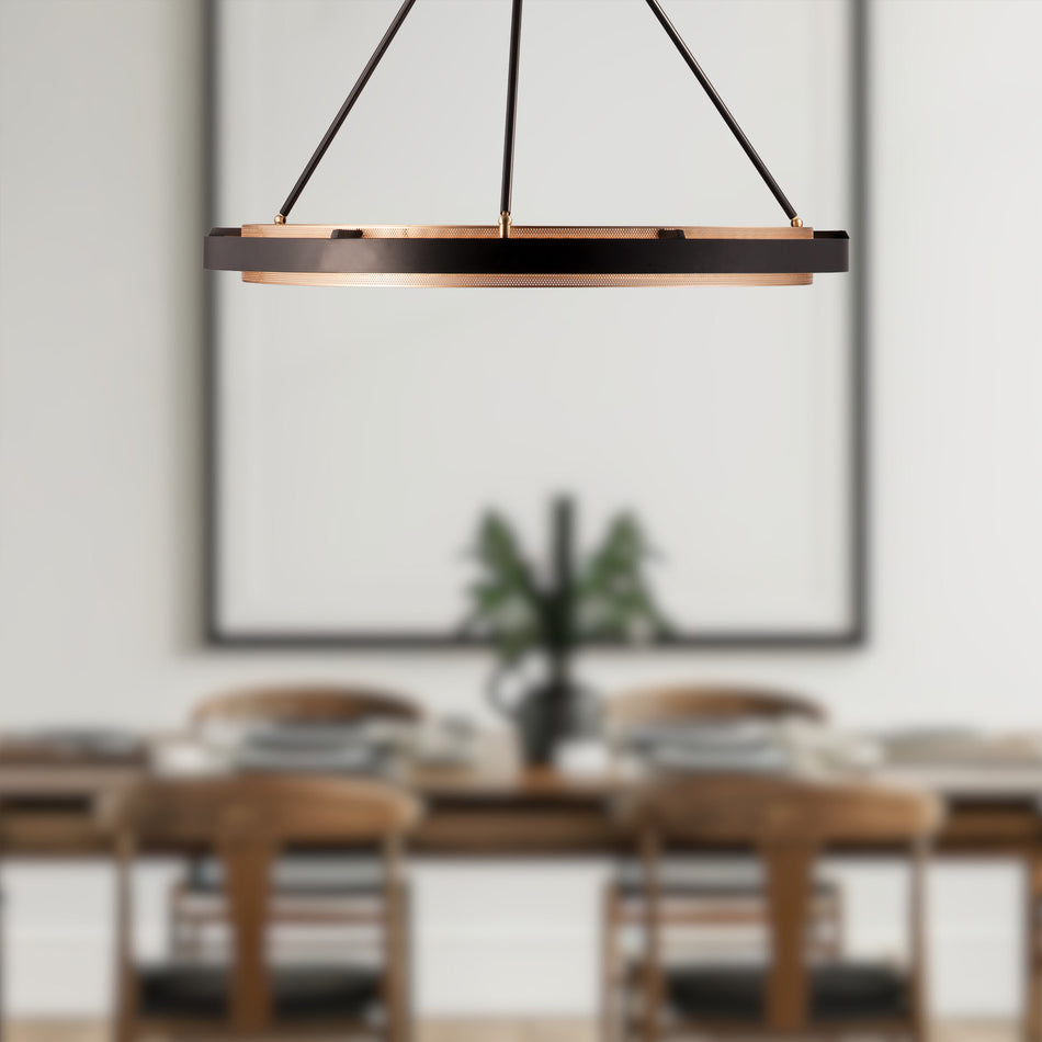 Duo 32-in Classic Black/Silver Shimmer LED Pendant by ALORA