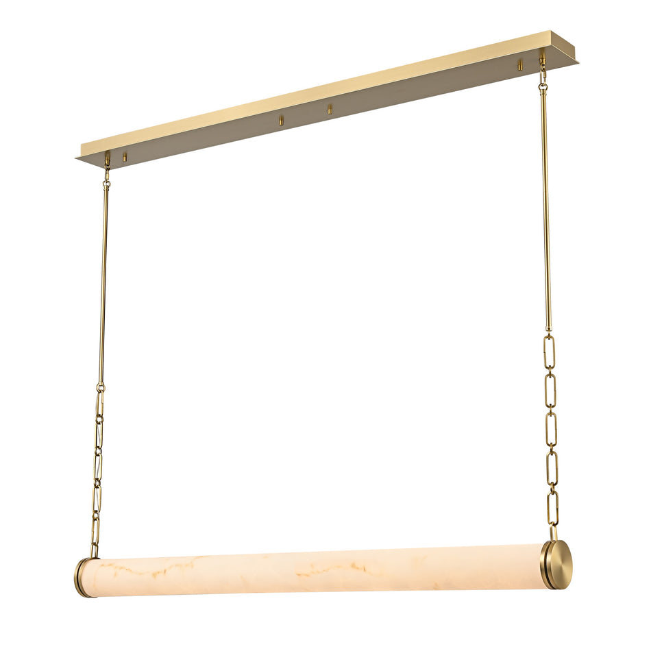 Orvana 54″ Linear Pendant in Ebony with Faux Alabaster Glass with Grey Veins