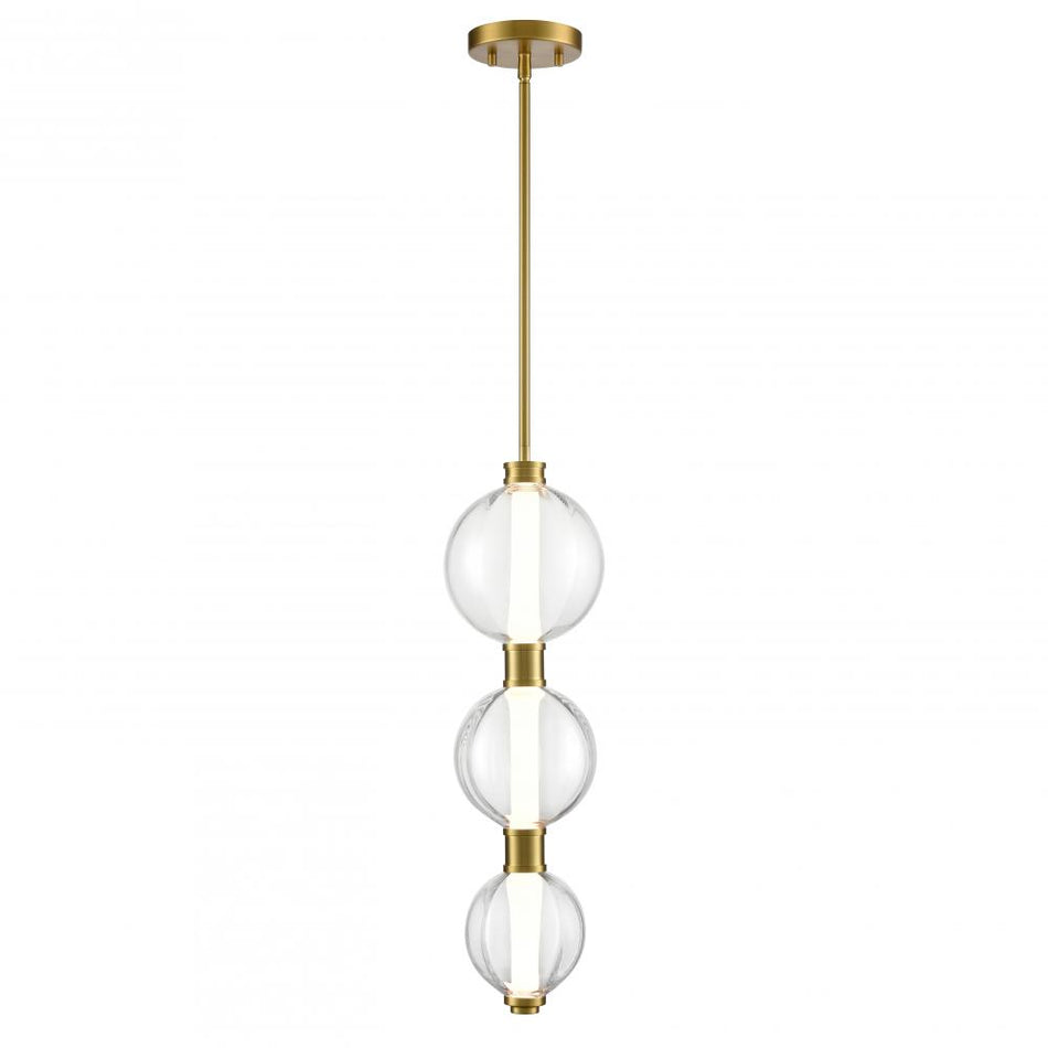 Glimmer Pendant, Brass w/pumpkin glass