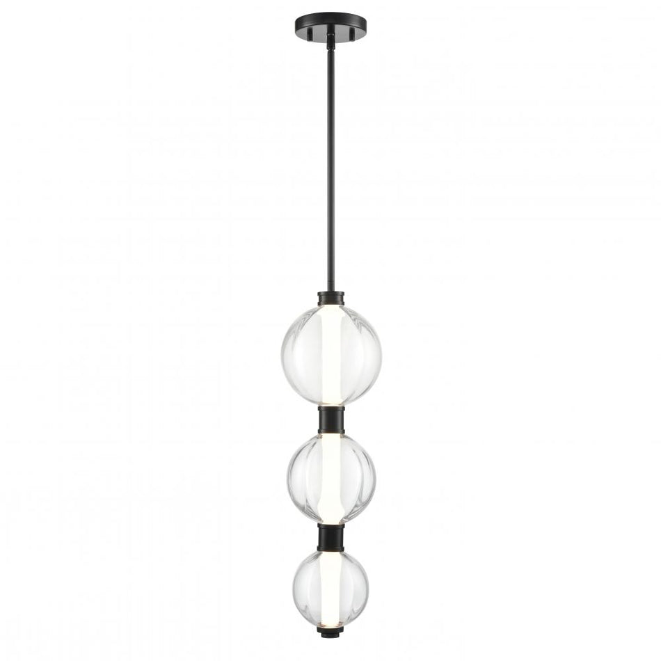 Glimmer Pendant, Black w/pumpkin glass