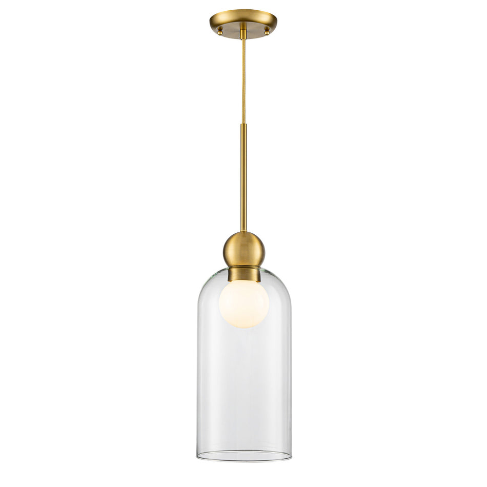 Hariette 17" Clear Pendant, Brass