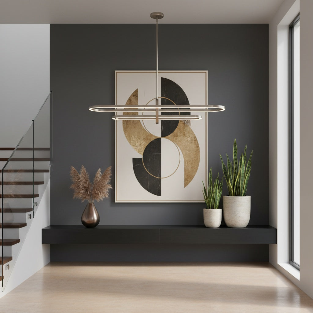 Ultra Modern Perigee LED Integrated Linear Pendant in Buffed Nickel by DVI