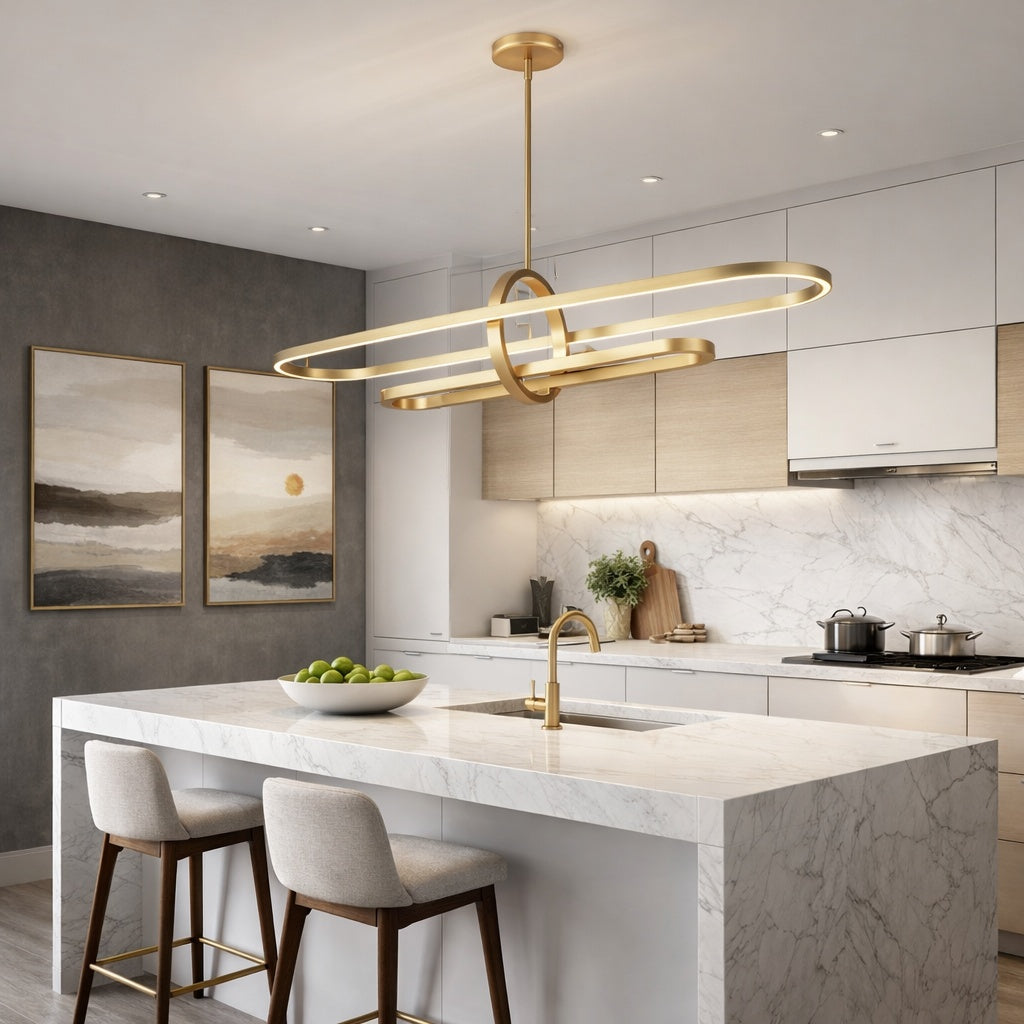 Ultra Modern Perigee LED Integrated Linear Pendant in Brass by DVI