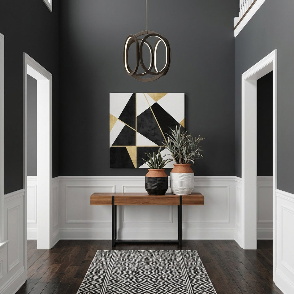 Ultra Modern Perigee LED Integrated 18 Inch Foyer Pendant in Graphite by DVI