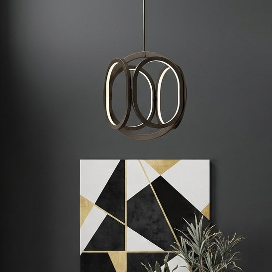 Ultra Modern Perigee LED Integrated 18 Inch Foyer Pendant in Graphite by DVI